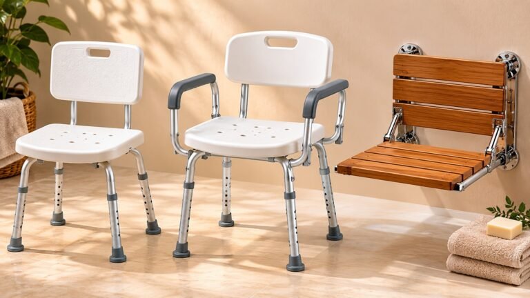 Drive Medical shower chair RTL12202KDR in accessible bathroom